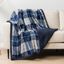 Navy Plaid Reversible Sherpa Fleece Throw Blanket