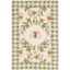 Handmade Ivory & Green Floral Round Wool Accent Rug - 20"