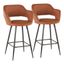 Contemporary Black Metal and Brown Faux Leather Counter Stools