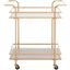 Matte Gold and Grey 2-Tier Bar Cart with Handles