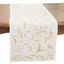 White and Gold Botanical Embroidered Polyester Table Runner