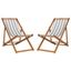 Loren Natural Teak and Grey Stripe Foldable Sling Chair Set