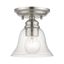 Brushed Nickel Small Semi-Flush Mount with Glass Shade