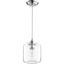 Satin Nickel 60W Clear Glass Drum Pendant Light