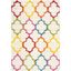 Ivory Multicolor Geometric Shag Kids Area Rug 5'3" x 7'6"