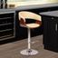 Cream Faux Leather Adjustable Swivel Barstool with Walnut Wood