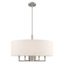 Meridian 6-Light Brushed Nickel Pendant with Oatmeal Fabric Shade