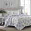 Twin White Cotton Reversible Quilt Set with Floral Trim