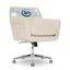 Cream Leather Swivel Home Office Chair with Metal Base