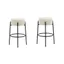 Isaac 24" White Boucle Backless Bar Stools with Metal Frame, Set of 2