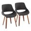 Set of 2 Walnut Wood Charcoal Upholstered Dining Chairs