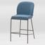 Blakeley Blue Twill 28" Counter Height Barstool with Iron Legs