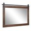 Walnut Brown Farmhouse Barn Door Wall Mirror with Metal Brackets