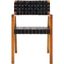 Cire Black Leather and Natural Wood Side Chair