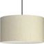 Ecru Linen Drum Pendant Light with Nickel Accents