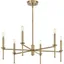 Elara Vintage Brass 6-Light Chandelier with Clear Glass Shades