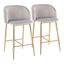 Gold Metal and Silver Velvet Counter Stools Set of 2