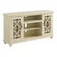 Parisian Antique White 63" Pine & Glass Elegant TV Stand with Cabinet