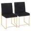 Fuji Black Velvet Upholstered High Back Side Chair with Gold Metal Frame