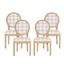 Gray Plaid and Light Beige Upholstered French Country Dining Chairs, Set of 4