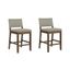 Linus Light Gray Upholstered Counter Height Bar Stools with Dark Brown Wood Legs, Set of 2