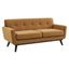 Cognac Velvet Tufted Loveseat with Black Wood Legs