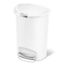 White Plastic Semi-Round Step Trash Can with Steel Pedal