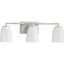 Brushed Nickel 3-Light Vanity with Opal Glass Shades