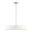 Elegance Brushed Nickel 4-Light Indoor/Outdoor Drum Pendant with Off-White Shade