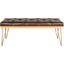 Transitional Brown and Gold PU Leather Bench with Hairpin Legs