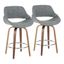 Mid-Century Modern Swivel Counter Stool in Steel Gray with Walnut Accents