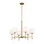 Brushed Natural Brass 6-Light Chandelier with White Drum Shades