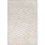 Beige and White Checkered Washable Synthetic Area Rug