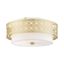 Soft Gold Latticework Drum Ceiling Light with Glass Shade