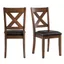 Cherry Faux Leather Upholstered Cross Back Side Chair Set