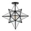 19" Black and Clear Mercury Glass Star-Shaped Flush Mount