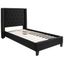 Riverdale Twin Black Upholstered Metal Platform Bed with Nailhead Trim