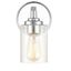 Chrome Cylinder Outdoor Wall Sconce with Glass Shade