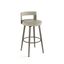 Greige Faux Leather Swivel Counter Stool with Grey Metal Frame