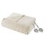 Ivory Twin Heated Plush Electric Blanket with Dual Controllers