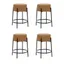 Isaac 24" Light Brown Faux Leather Backless Bar Stools with Black Metal Frame, Set of 4