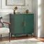 Mid-Century Green Veneer Bar Cabinet with Brass Accents