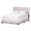 Full Light Beige Tufted Upholstered Wood Frame Bed