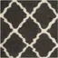 Ivory and Dark Grey Hand-Knotted Shag Square Rug