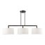 Black Chrome 3-Light Linear Chandelier with Off-White Shades