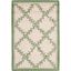 Ivory and Light Green Floral Wool Area Rug