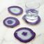 Set of 4 Purple Agate Stone Coasters with Gold Edge