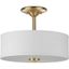 Satin Brass Semi-Flush Mount with Linen Shade