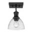 Black and Clear Glass Semi-Flush Ceiling Light