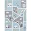 Enchanted Square Grey & Light Blue Kids' Play Rug - Easy Care Synthetic